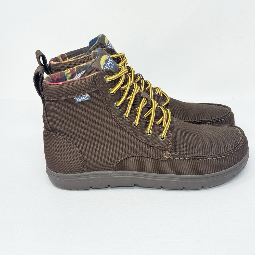 Lems Boulder Boot Pinecone Brown Mens 9 Womens 10.5 Canvas Zero Drop Barefoot